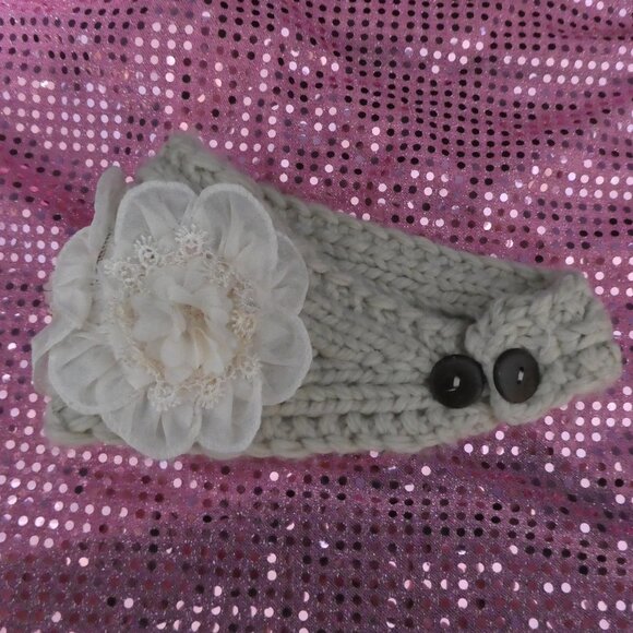Stylish Crochet Winter Headband With Flowers | Adjustable | 100% Acrylic | OS - Picture 6 of 9